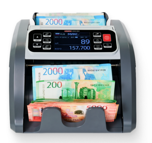 Счетчик банкнот DoCash 3050 MIX RUB USD EUR BYN с определением номинала